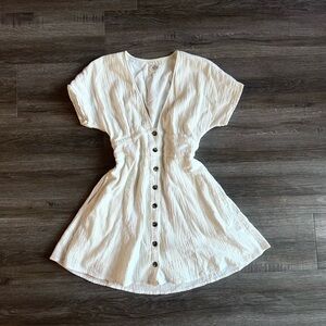 Marine Layer Cream Button-Front Mini Dress